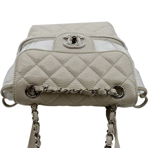 chanel crumpled calfskin pvc|CHANEL Crumpled Calfskin PVC Quilted Backpack White.